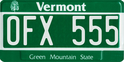 VT license plate OFX555