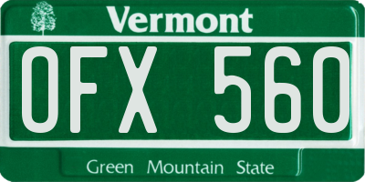 VT license plate OFX560