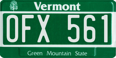 VT license plate OFX561
