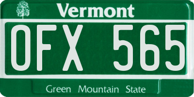 VT license plate OFX565