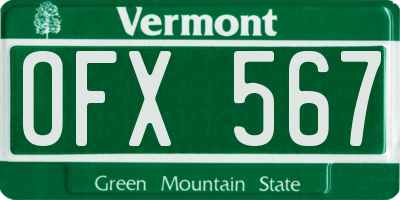 VT license plate OFX567