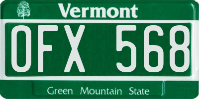 VT license plate OFX568