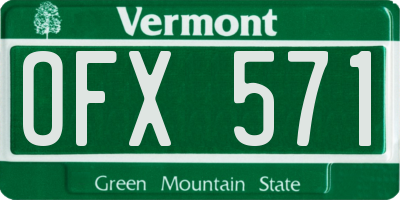 VT license plate OFX571