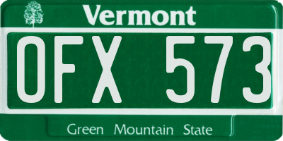 VT license plate OFX573