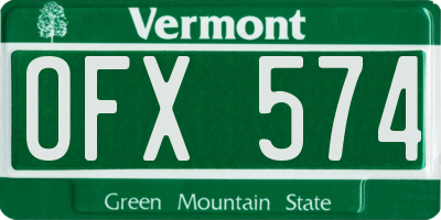 VT license plate OFX574