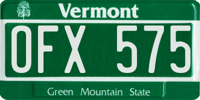 VT license plate OFX575