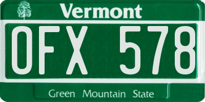 VT license plate OFX578