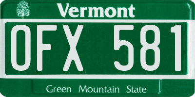 VT license plate OFX581