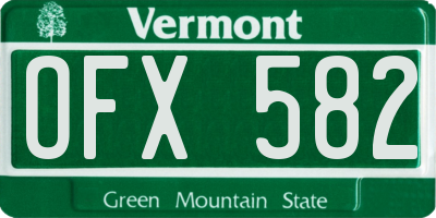 VT license plate OFX582