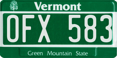 VT license plate OFX583