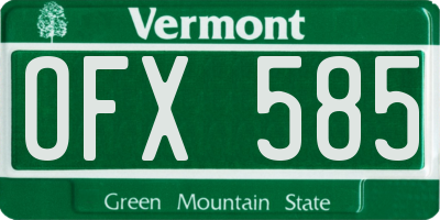 VT license plate OFX585