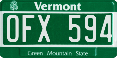 VT license plate OFX594