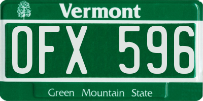 VT license plate OFX596