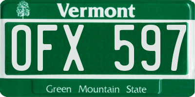 VT license plate OFX597