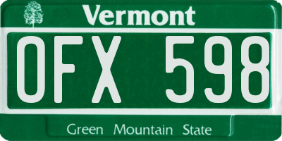 VT license plate OFX598