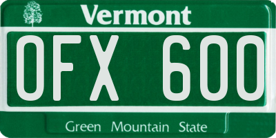VT license plate OFX600