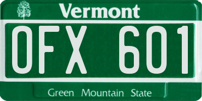 VT license plate OFX601