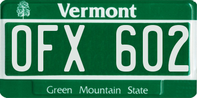 VT license plate OFX602