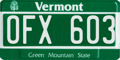 VT license plate OFX603
