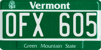 VT license plate OFX605