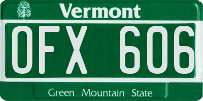 VT license plate OFX606