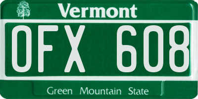 VT license plate OFX608