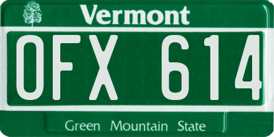 VT license plate OFX614