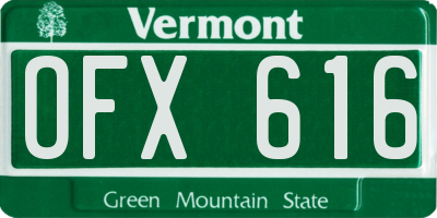 VT license plate OFX616