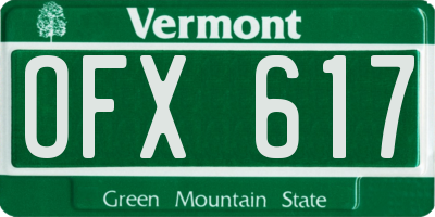 VT license plate OFX617