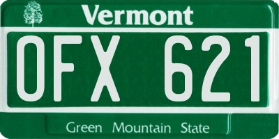VT license plate OFX621