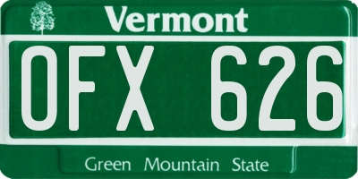 VT license plate OFX626