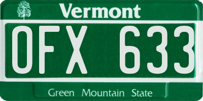 VT license plate OFX633