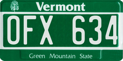 VT license plate OFX634