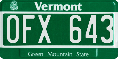 VT license plate OFX643
