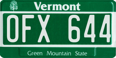 VT license plate OFX644