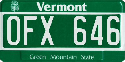 VT license plate OFX646