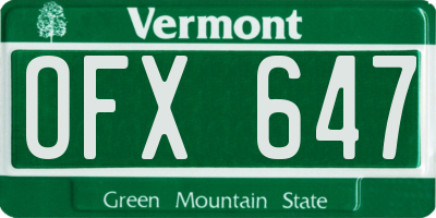 VT license plate OFX647