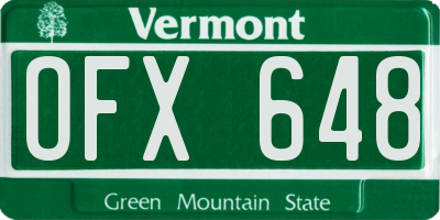 VT license plate OFX648