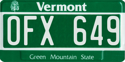 VT license plate OFX649