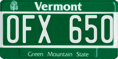 VT license plate OFX650