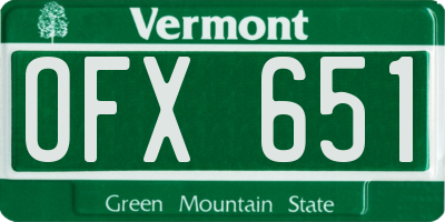 VT license plate OFX651