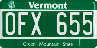 VT license plate OFX655