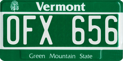 VT license plate OFX656