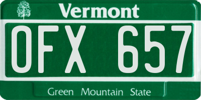 VT license plate OFX657