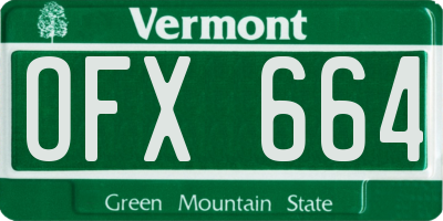 VT license plate OFX664