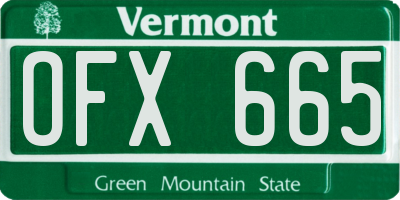 VT license plate OFX665
