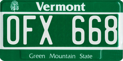 VT license plate OFX668