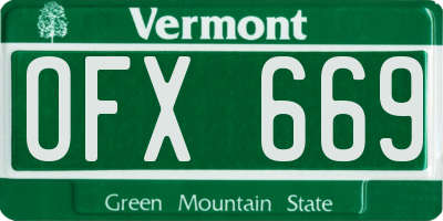 VT license plate OFX669