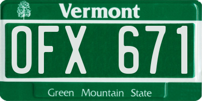VT license plate OFX671