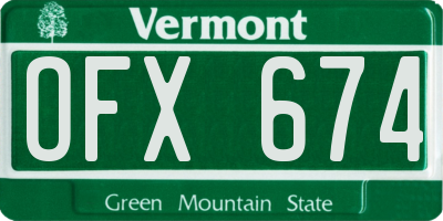 VT license plate OFX674